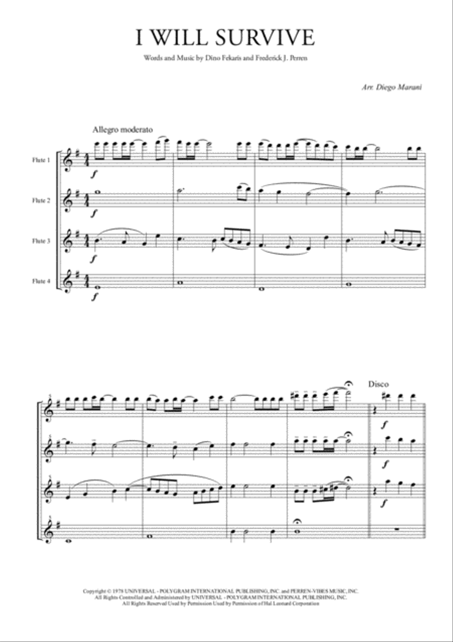 I Will Survive Woodwind Quartet scores gallery preview page 1