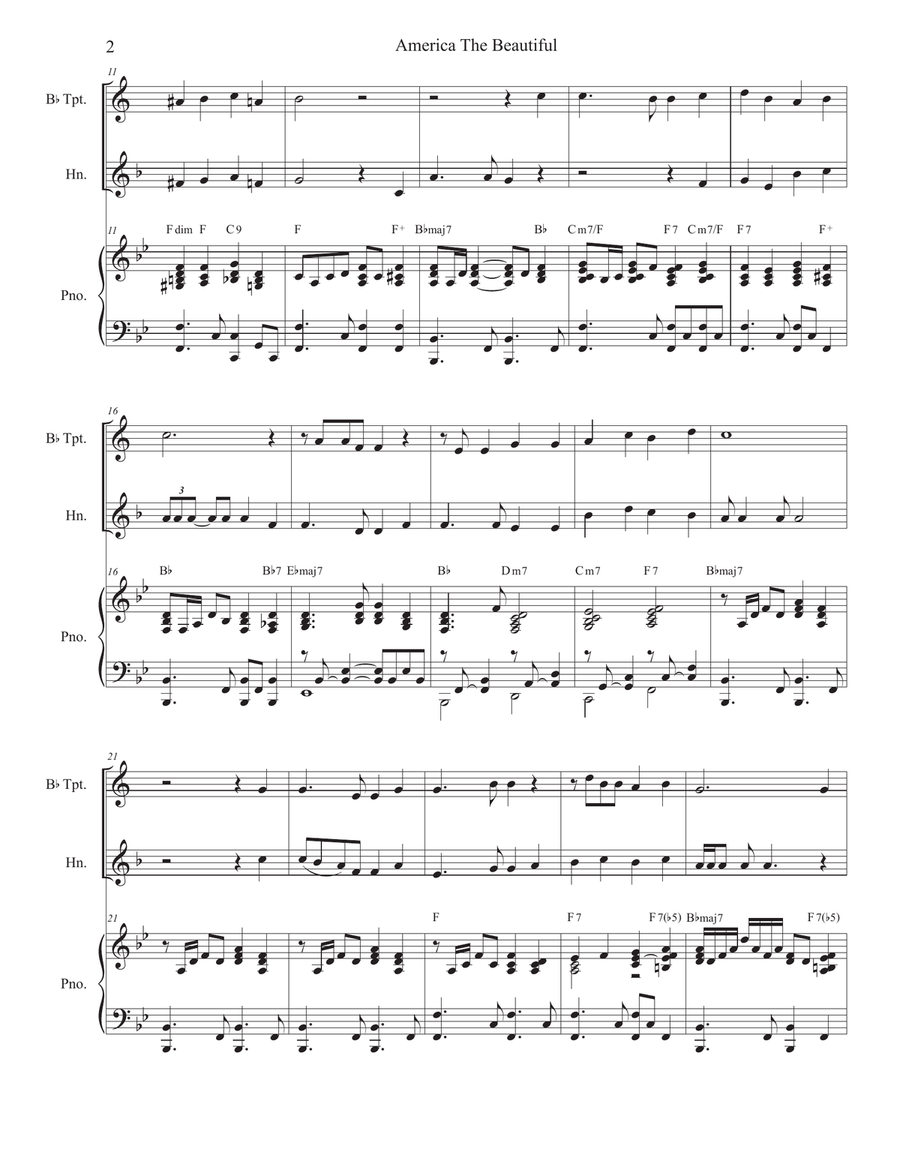 Patriotic Duets for Bb-Trumpet and French Horn Brass Duet scores gallery preview page 3