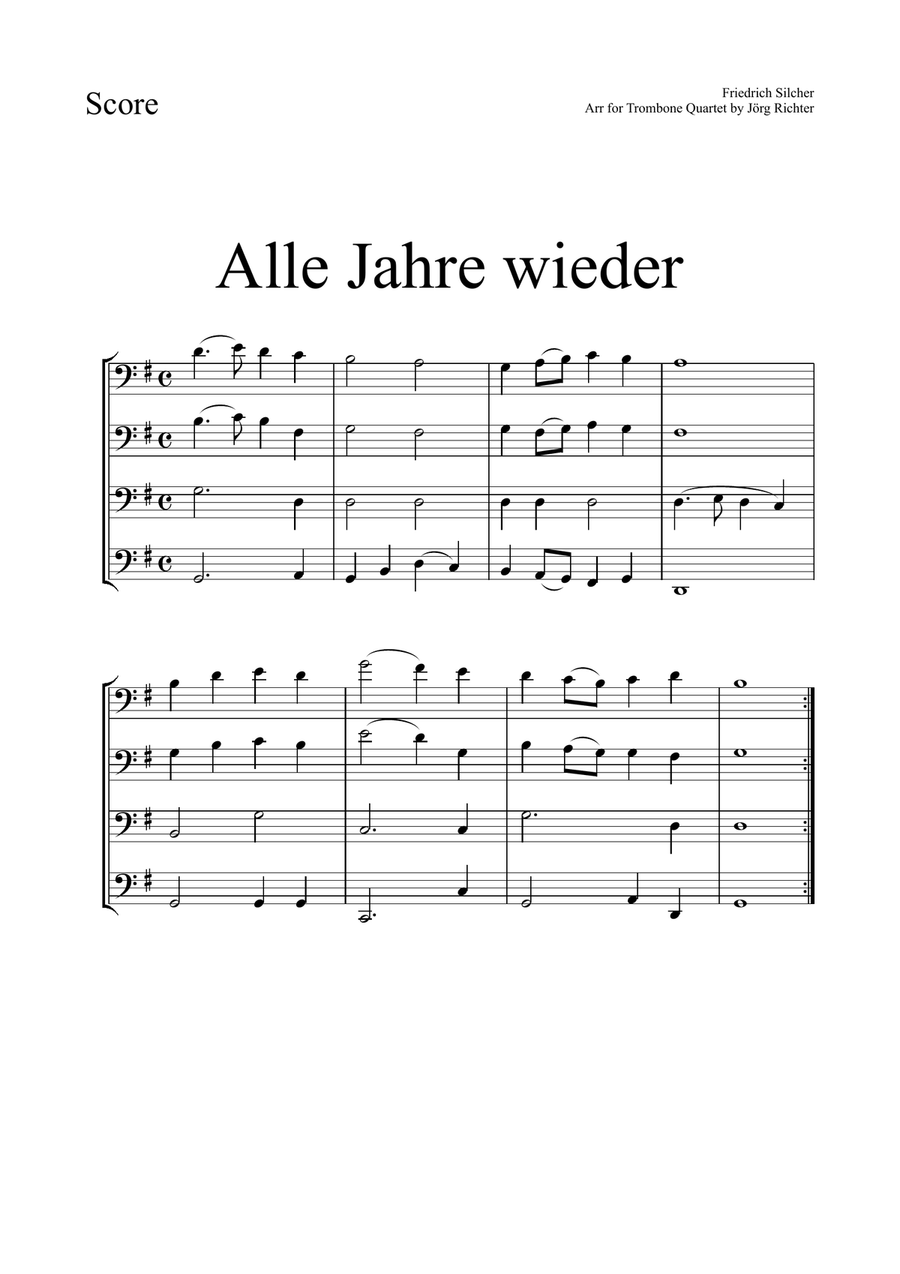 24 German Christmas Carols for Trombone Quartet Brass Quartet scores gallery preview page 3