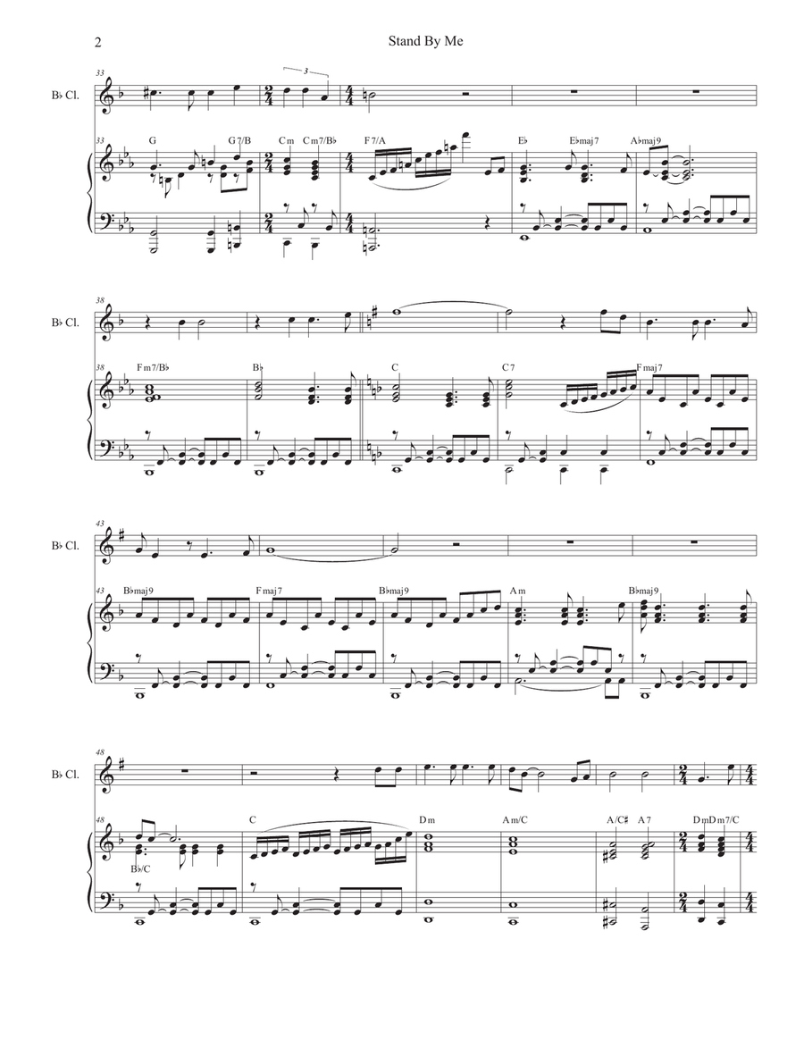 Stand By Me (Bb-Clarinet solo and Piano) B-Flat Clarinet scores gallery preview page 2