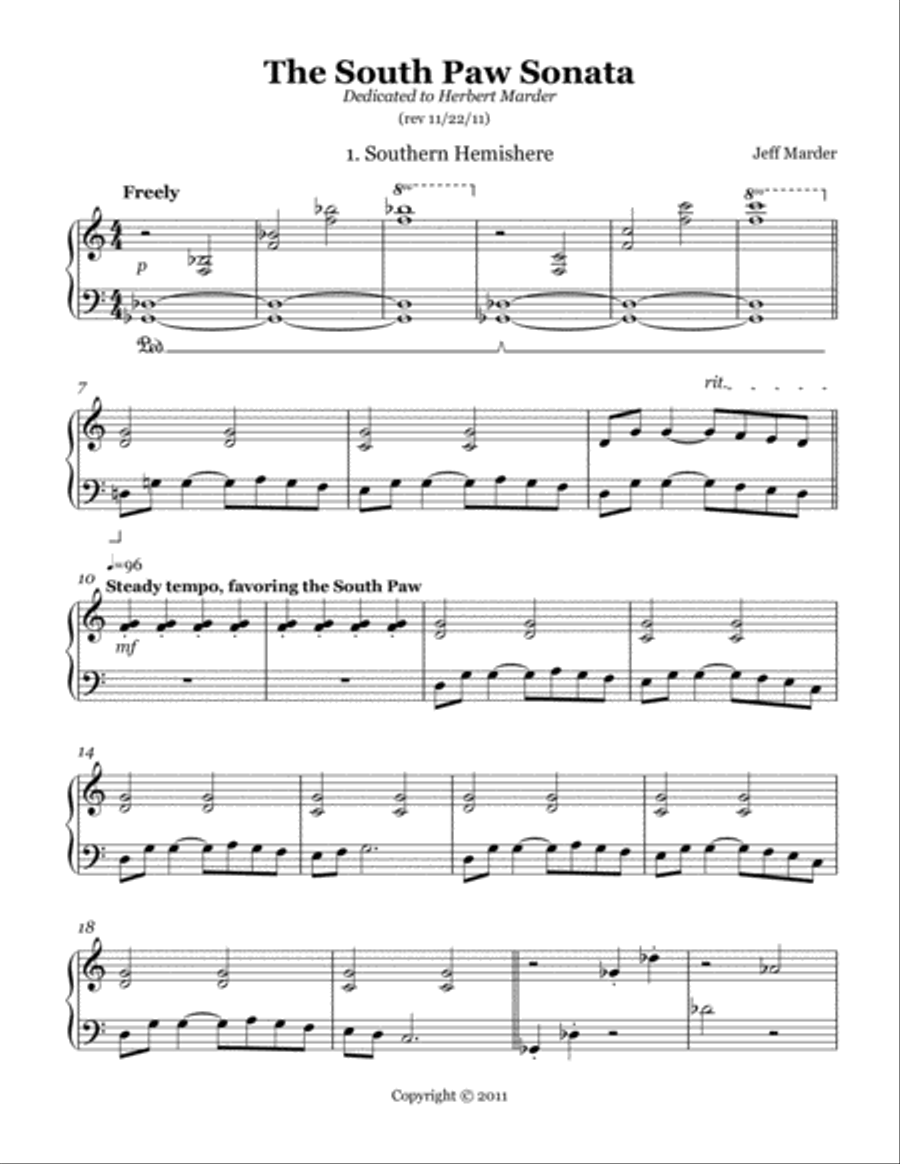 The South Paw Sonata The South Paw Sonata Piano Method scores gallery preview page 1