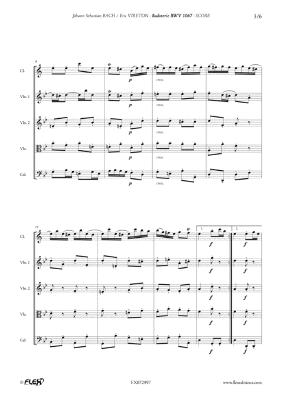 Badinerie BWV 1067 Clarinet scores gallery preview page 3
