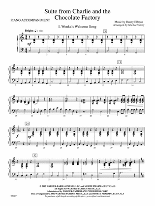Charlie and the Chocolate Factory, Suite from: Piano Accompaniment