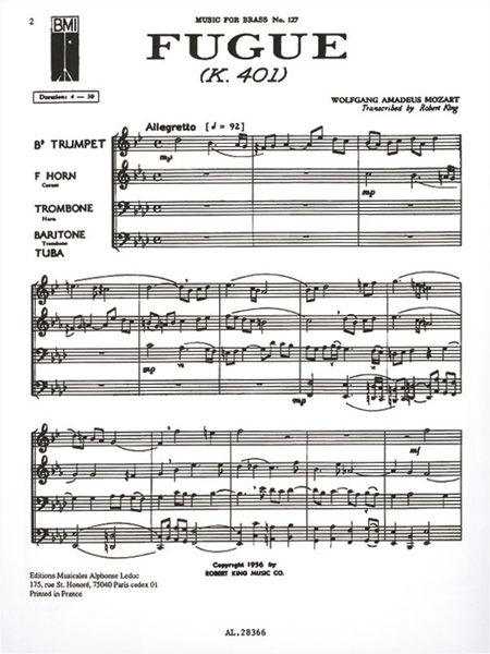 Fugue - Brass Quartet