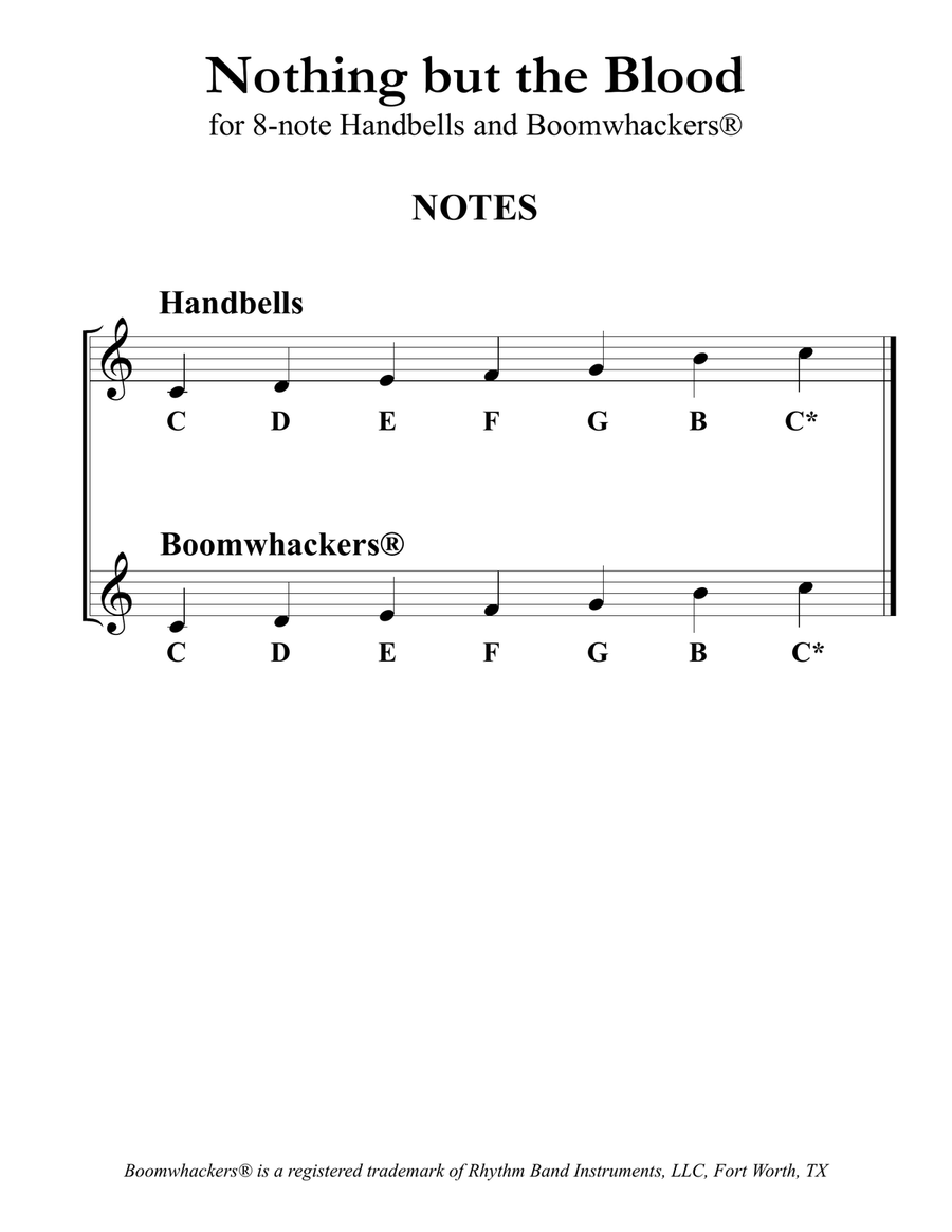 Nothing but the Blood (for 8-note Bells and Boomwhackers with Black and White Notes) Handbell Choir scores gallery preview page 3