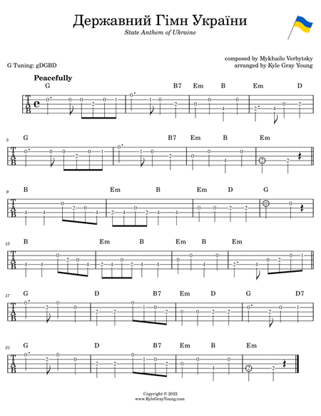 State Anthem Of Ukraine (easy banjo tabs/lead sheet) image number null