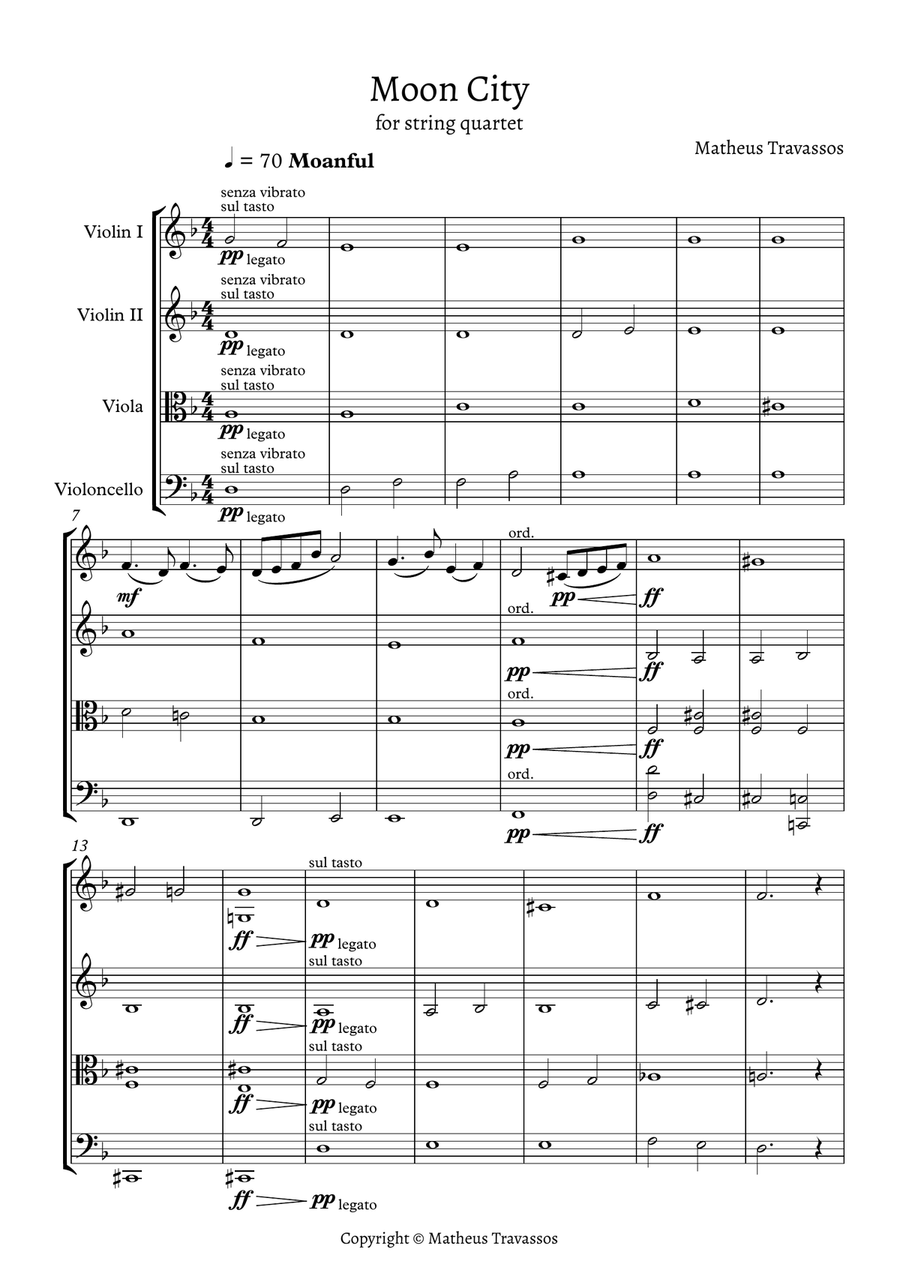 Moon City for string quartet String Quartet scores gallery preview page 2