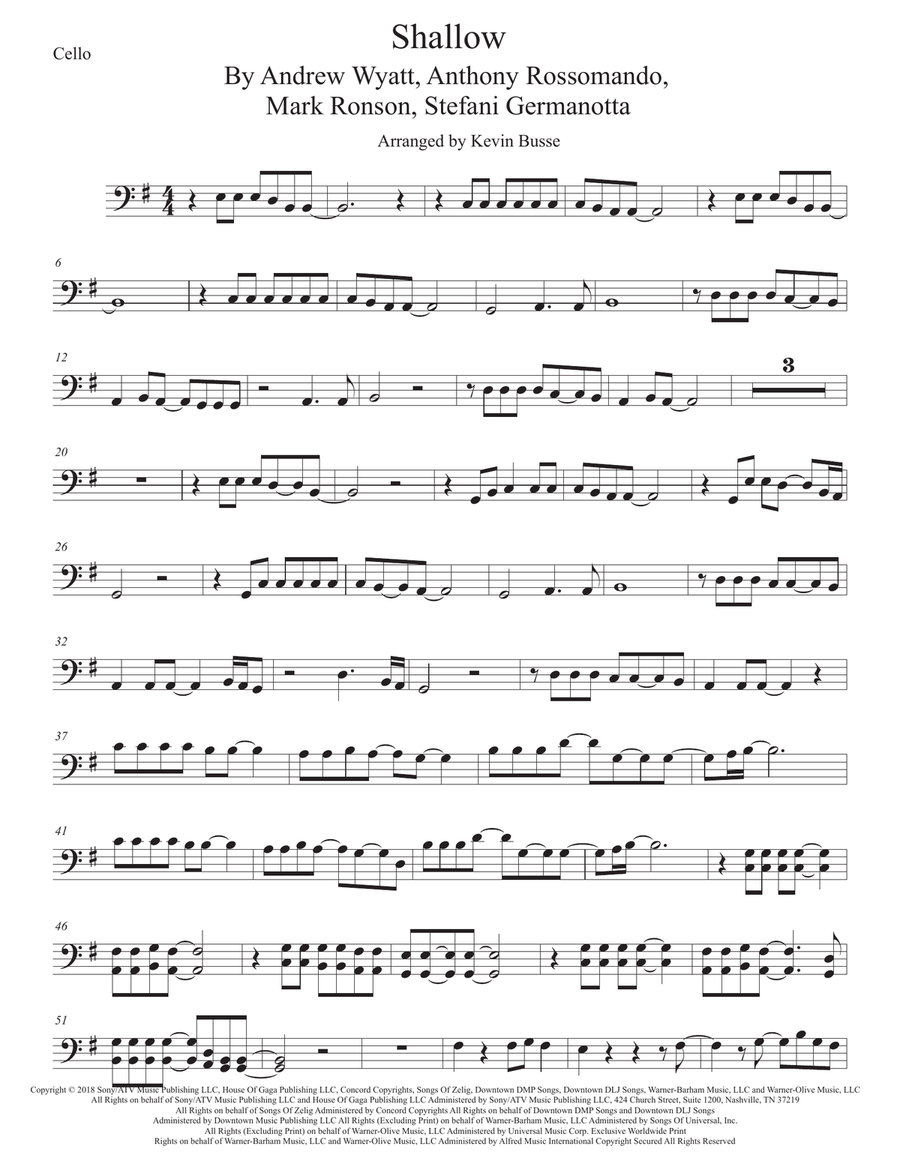 Shallow Cello Solo scores gallery preview page 1