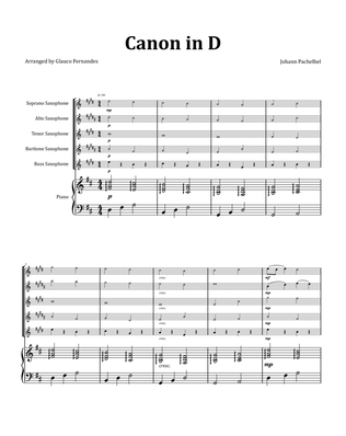 Canon by Pachelbel - Saxophone Quintet with Piano