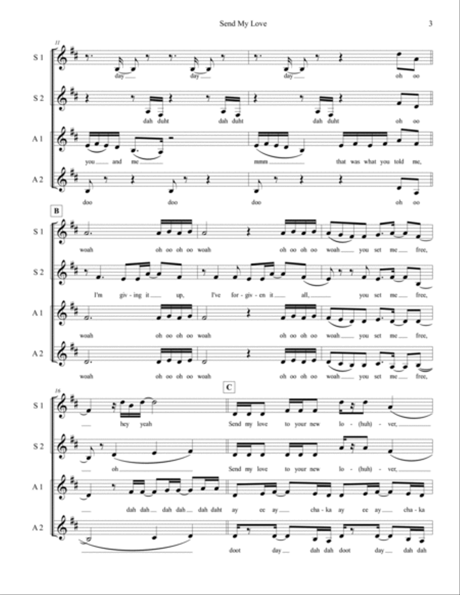 Send My Love (to Your New Lover) SSAA scores gallery preview page 3