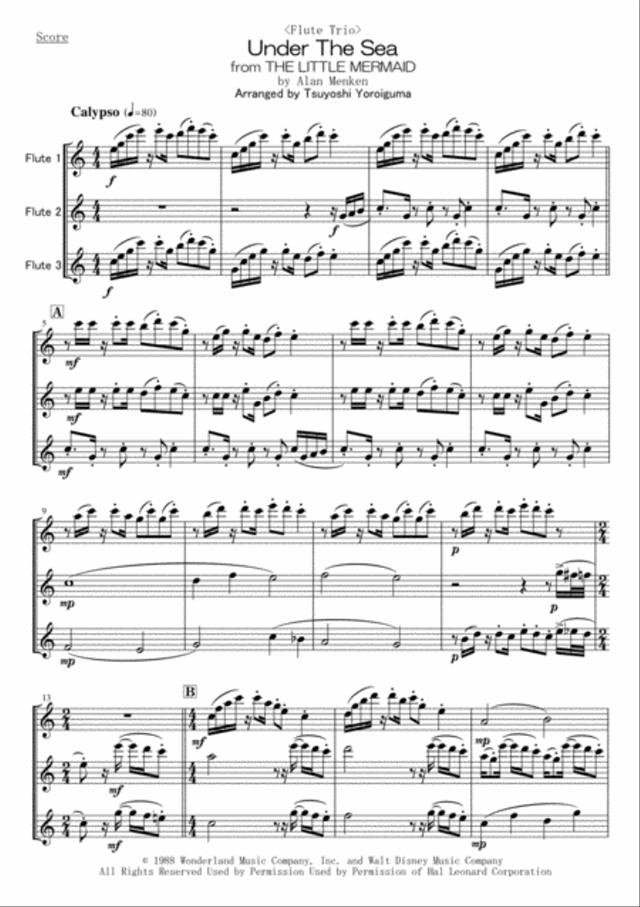Under The Sea Woodwind Trio scores gallery preview page 1