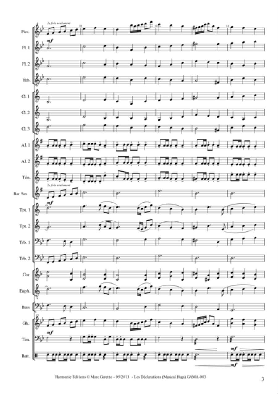 Les Déclarations - Musical Hugs Concert Band scores gallery preview page 4