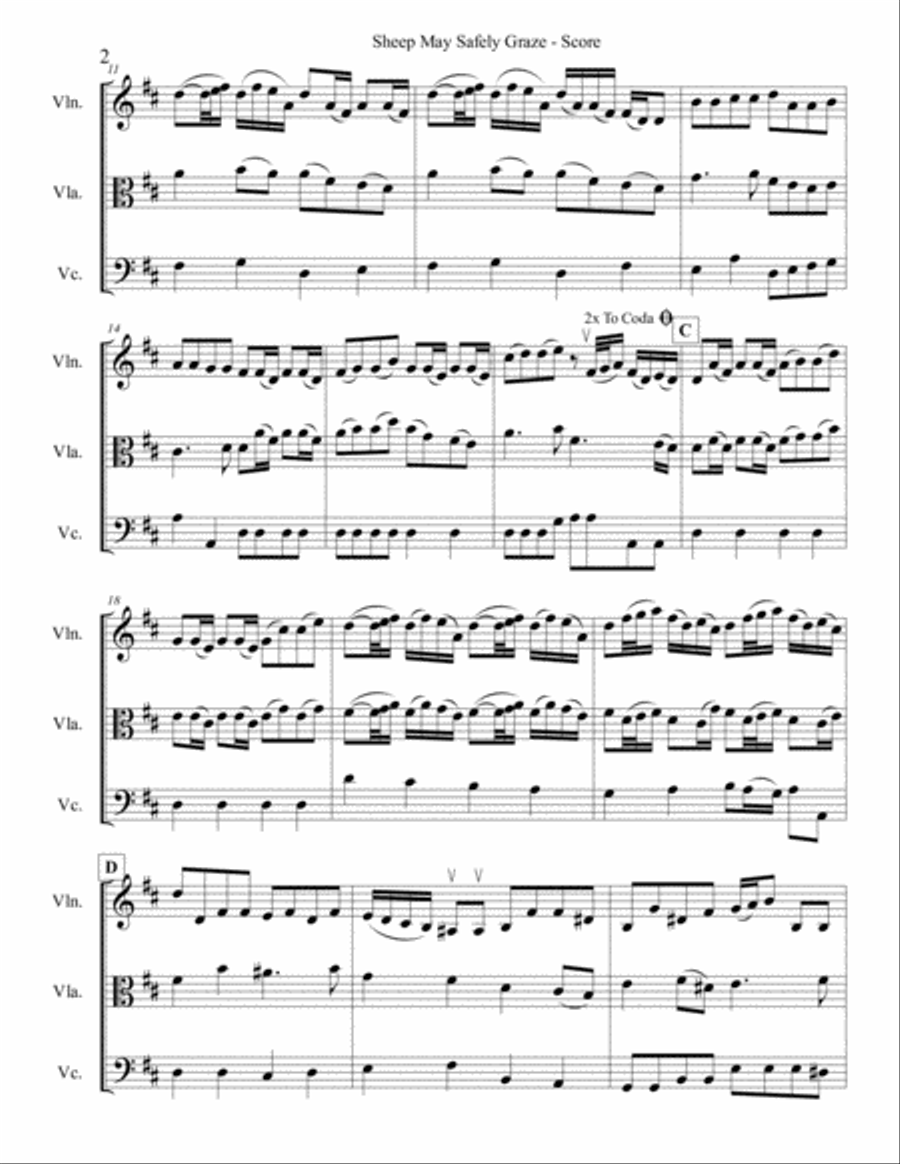Sheep May Safely Graze for String Trio String Trio scores gallery preview page 2