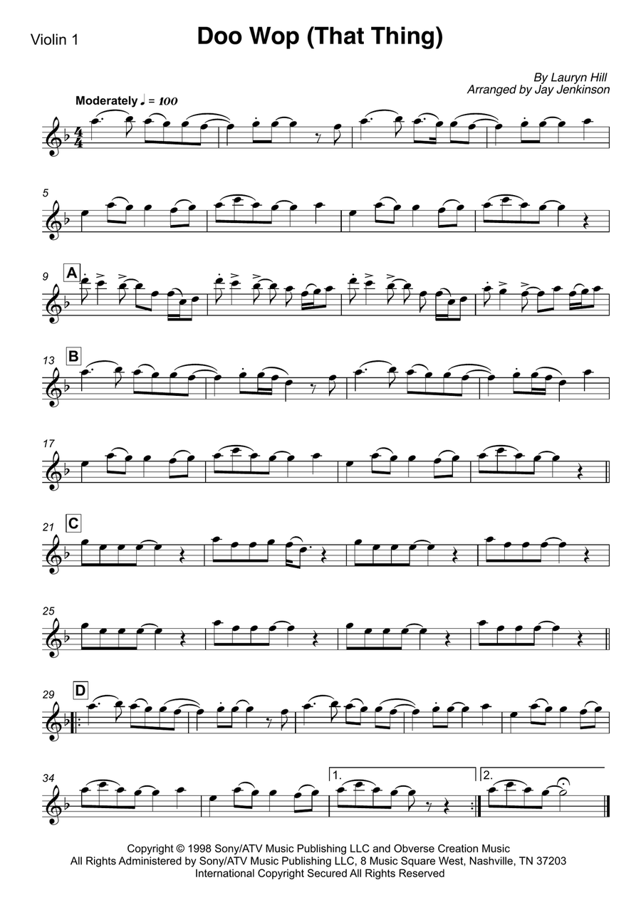 Doo Wop (that Thing) String Quartet scores gallery preview page 2