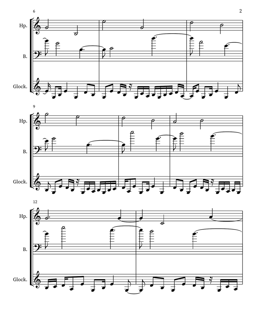 A 96 for harp, upright bass, glockenspiel Small Ensemble scores gallery preview page 2