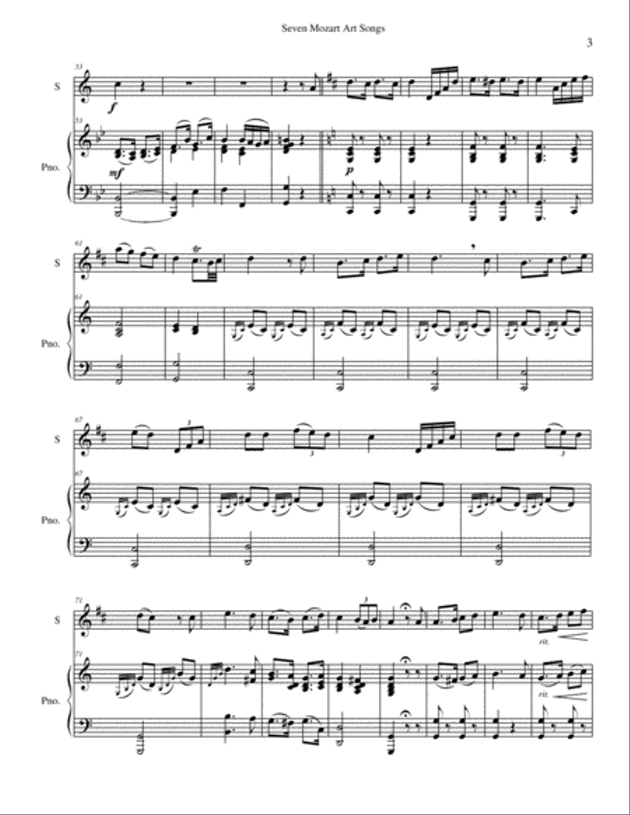 Seven Mozart Art Songs Seven Mozart Art Songs Tenor Saxophone scores gallery preview page 3