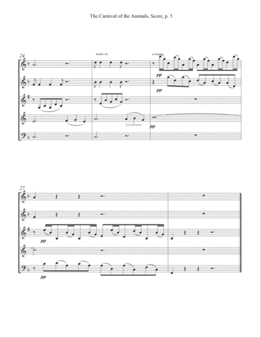 Le Cygne (The Swan) Woodwind Quintet scores gallery preview page 6