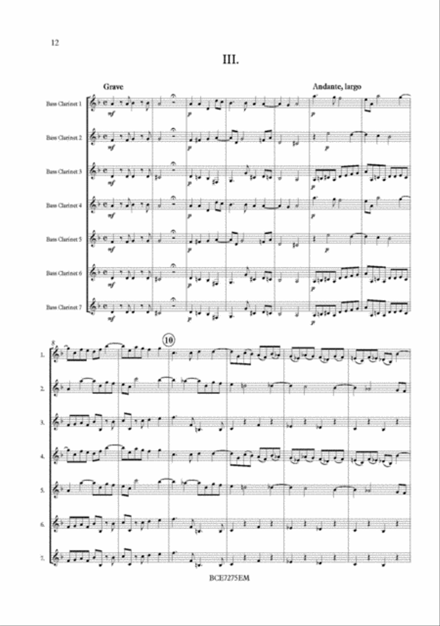 Concerto Grosso, Op. 6 No. 2 for Bass Clarinet Ensemble Bass Clarinet scores gallery preview page 4