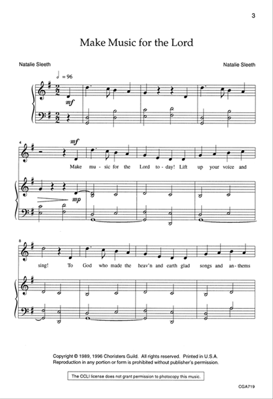 Glad Songs We Bring Unison Choir scores gallery preview page 3