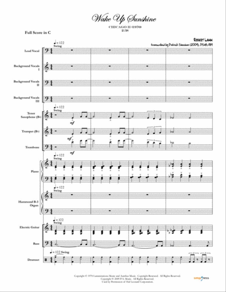 Wake Up Sunshine Small Ensemble scores gallery preview page 1