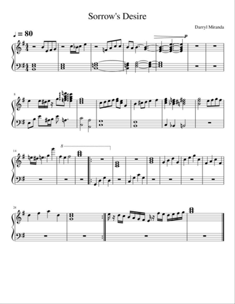 Sorrow's Desire (Short Song) Set of Parts scores gallery preview page 1
