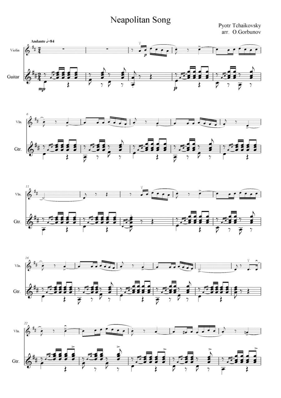 Neapolitan Song Neapolitan Song String Duet scores gallery preview page 1
