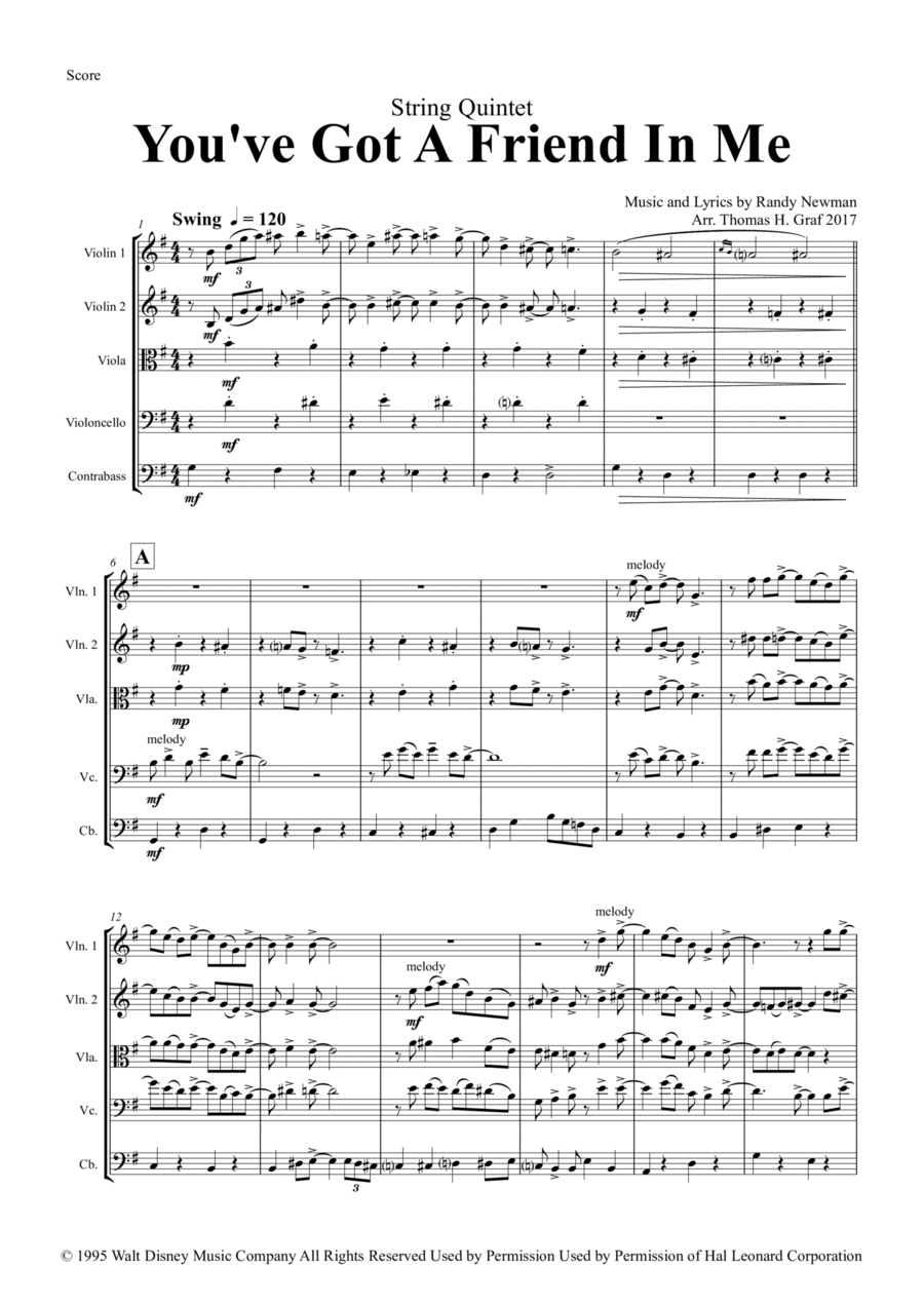 You've Got A Friend In Me String Quintet scores gallery preview page 1
