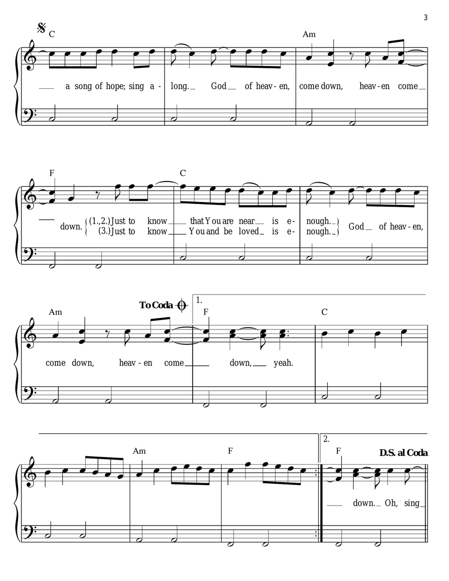 Song Of Hope Easy Piano scores gallery preview page 3