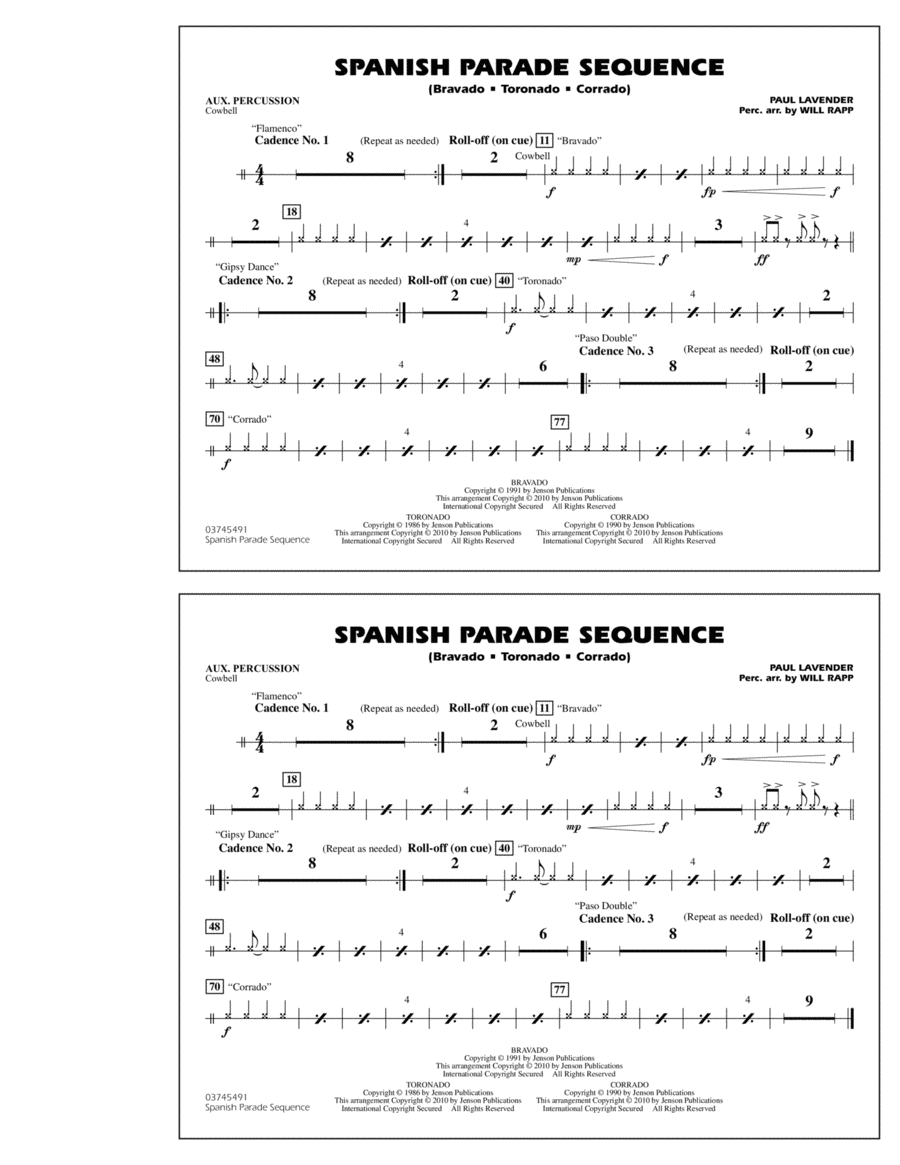 Spanish Parade Sequence - Aux Percussion Percussion scores gallery preview page 1