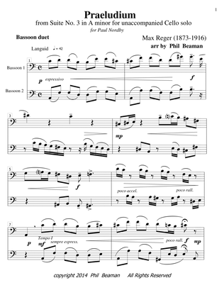 Praeludium -Reger- bassoon duet