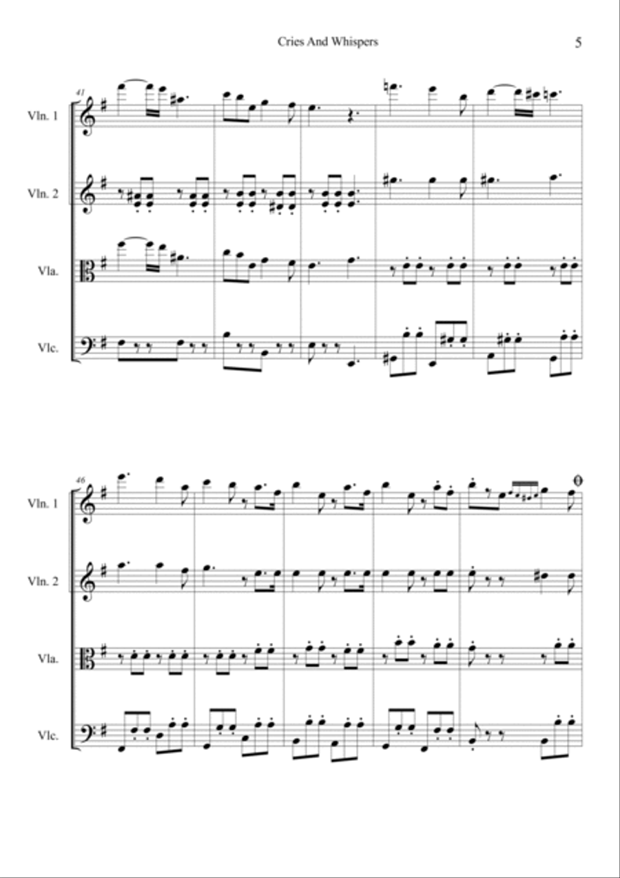Cries and Whispers String Quartet scores gallery preview page 5