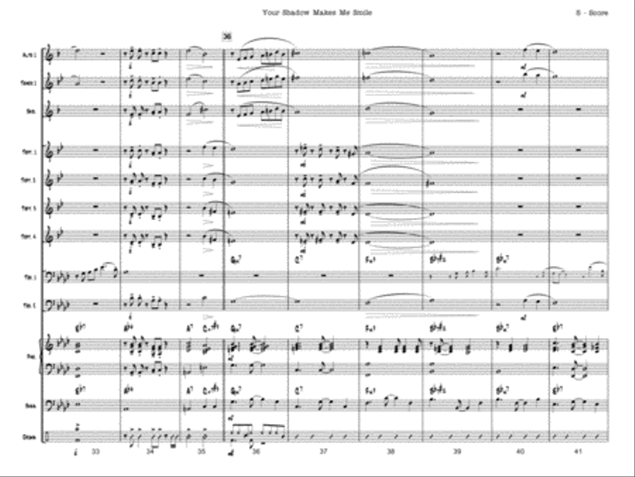 Your Shadow Makes Me Smile (Trombone feature with Small Jazz Ensemble 3-3-2-3) Jazz Ensemble scores gallery preview page 6