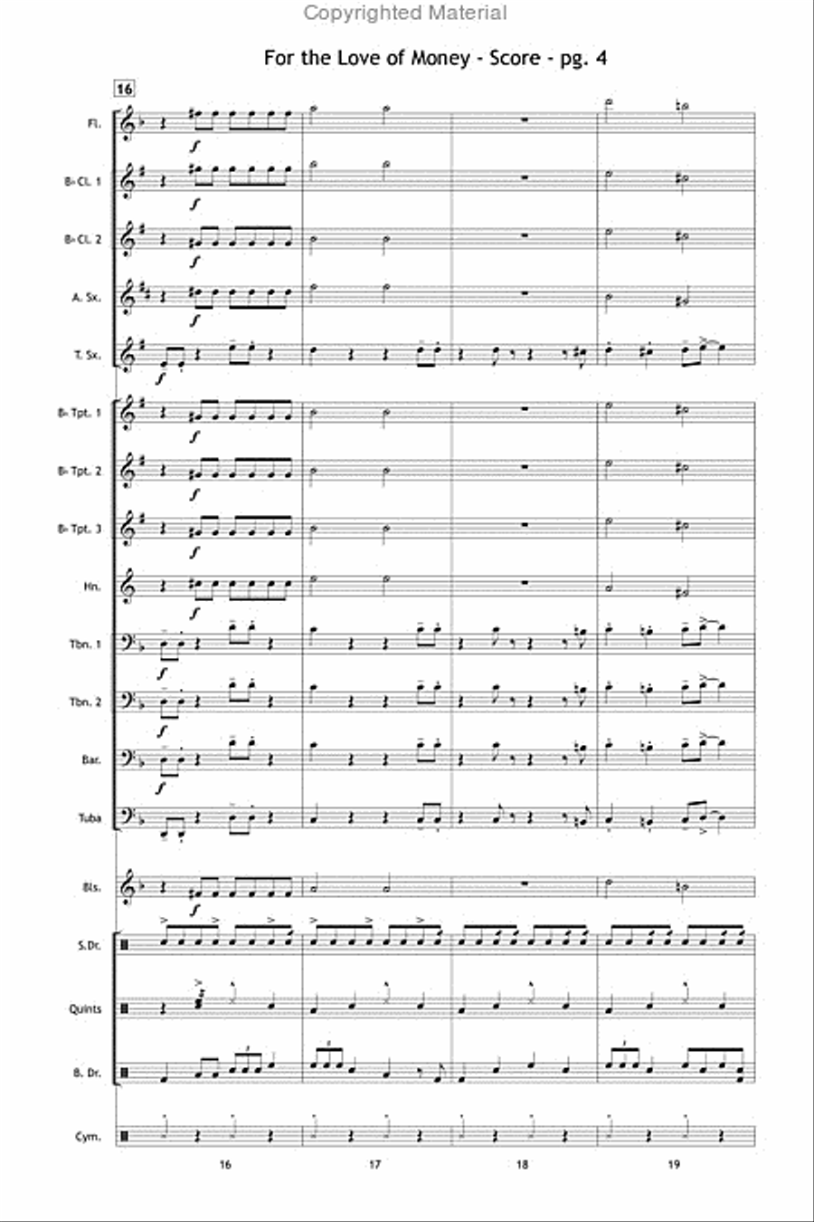 For the Love of Money For the Love of Money Marching Band scores gallery preview page 5