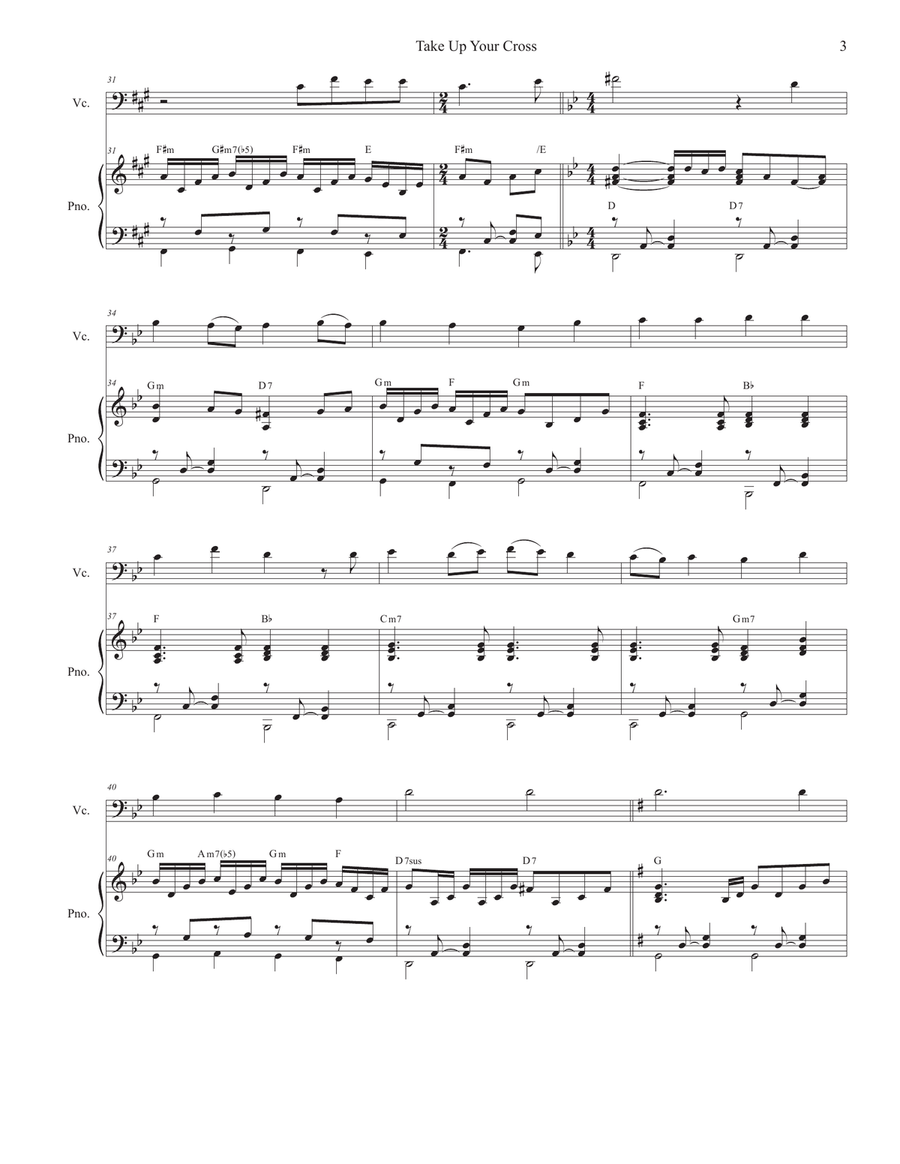 Take Up Your Cross (Cello solo and Piano) Piano scores gallery preview page 3