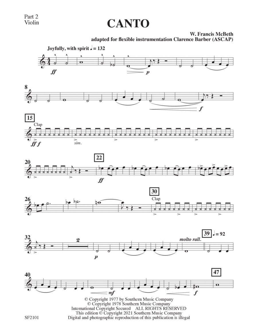 Canto - Violin 2 Canto - Violin 2 Concert Band scores gallery preview page 1