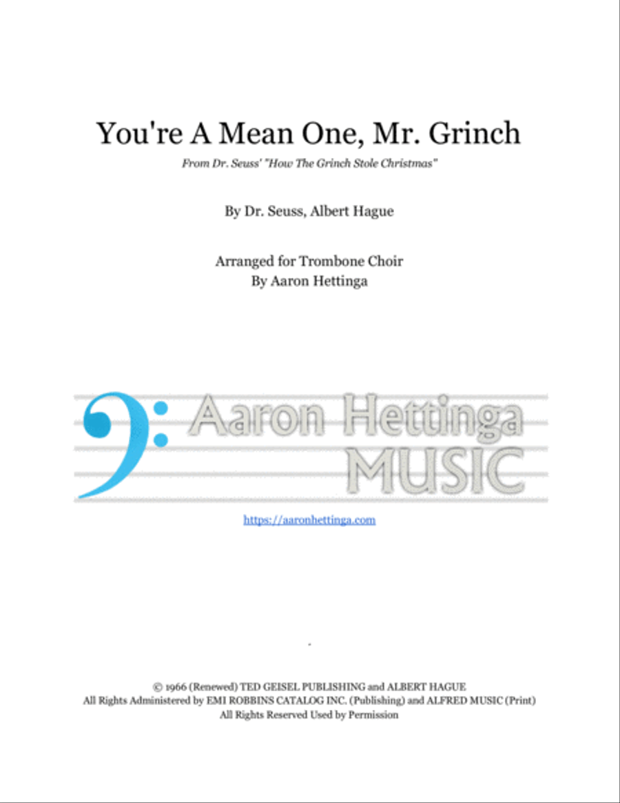 You're A Mean One, Mr. Grinch Brass Ensemble scores gallery preview page 1