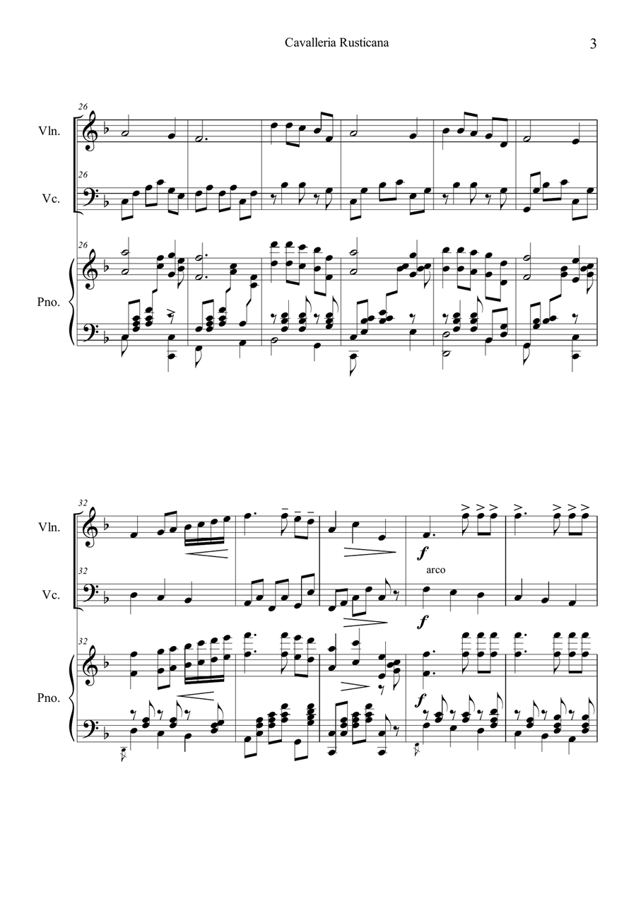 Cavalleria Rusticana by Pietro Mascagni Piano Trio - Digital Sheet Music page 3