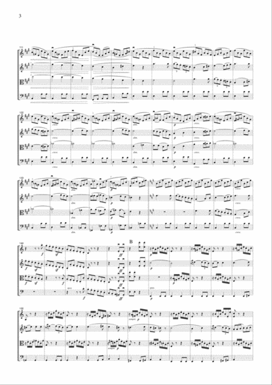 Beethoven Symphony No.7, 2nd mvt., for string quartet, CB003 String Quartet scores gallery preview page 3