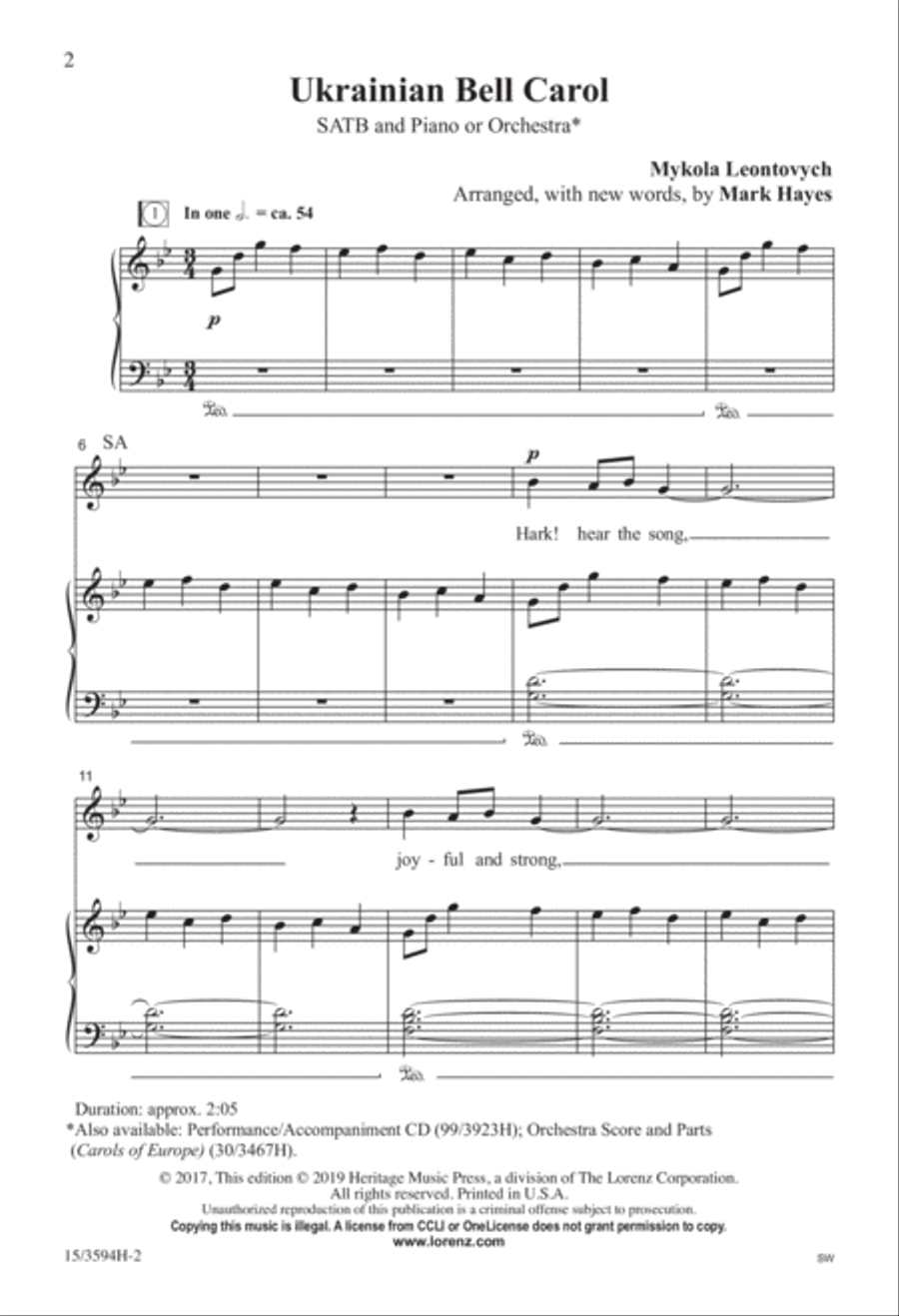 Ukrainian Bell Carol 4-Part scores gallery preview page 2