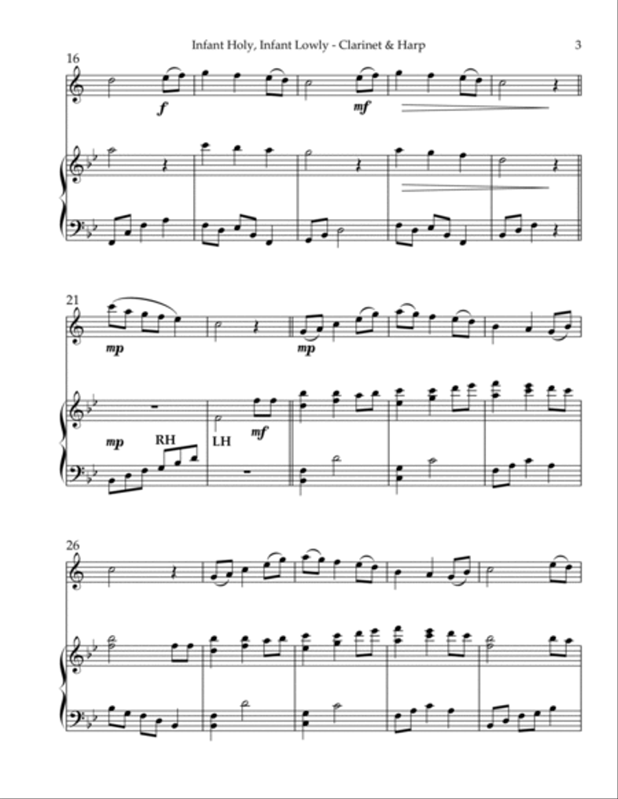 Infant Holy, Infant Lowly, Duet for Bb Clarinet & Harp
