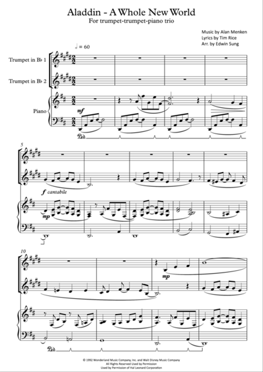 A Whole New World (from 'Aladdin') Trumpet Solo scores gallery preview page 1
