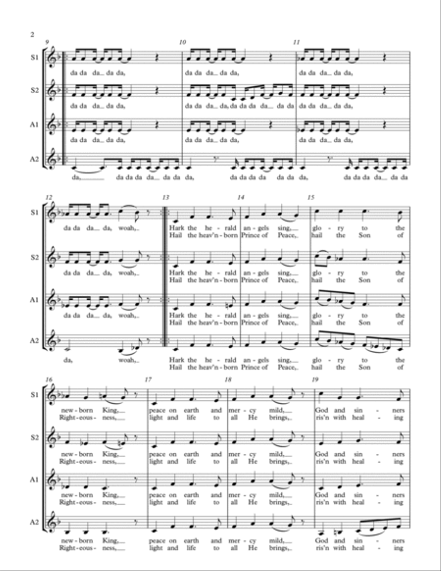 Hark the Herald Angels Sing (SSAA a cappella) SSAA scores gallery preview page 3