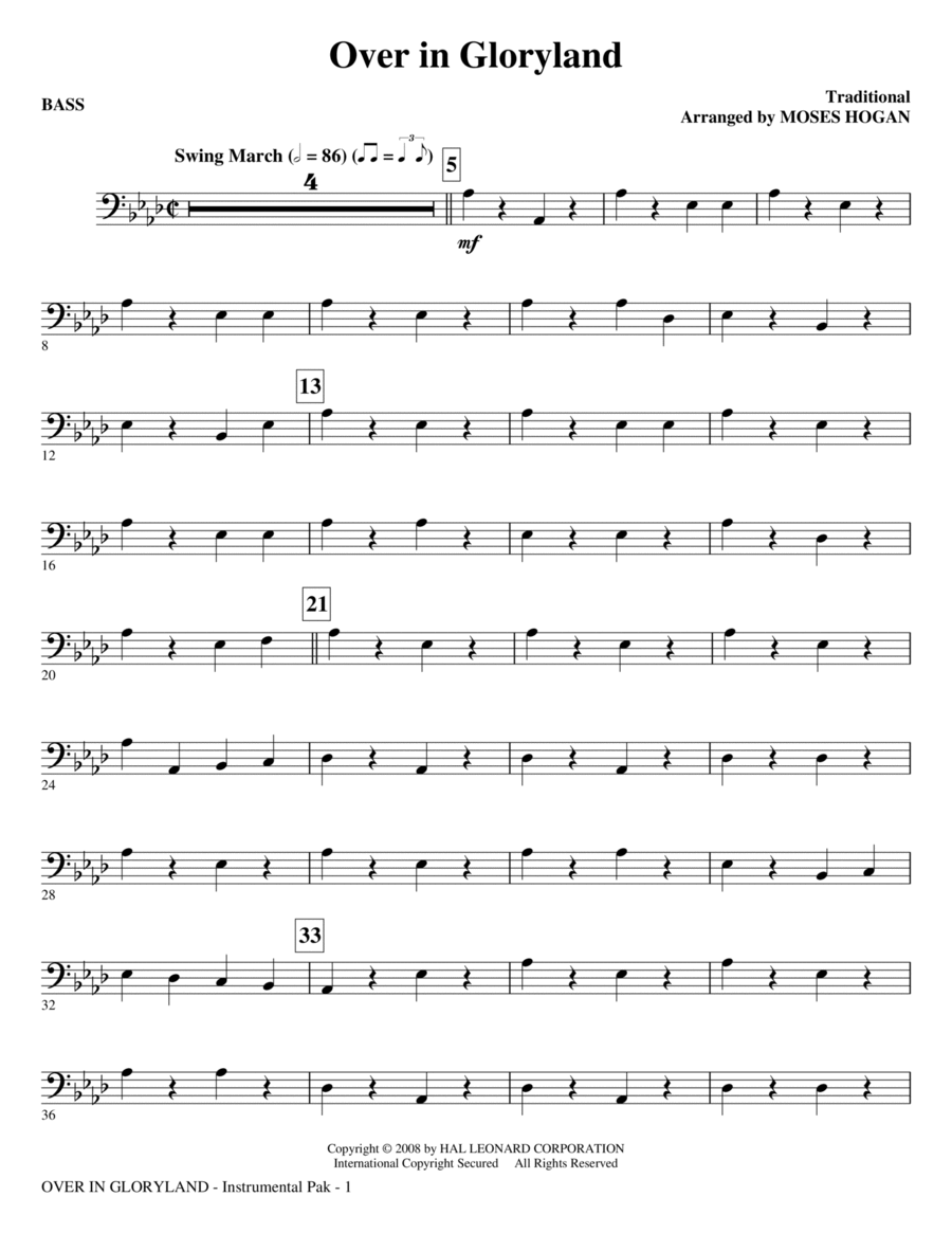 Over In The Gloryland - Bass Choir scores gallery preview page 1