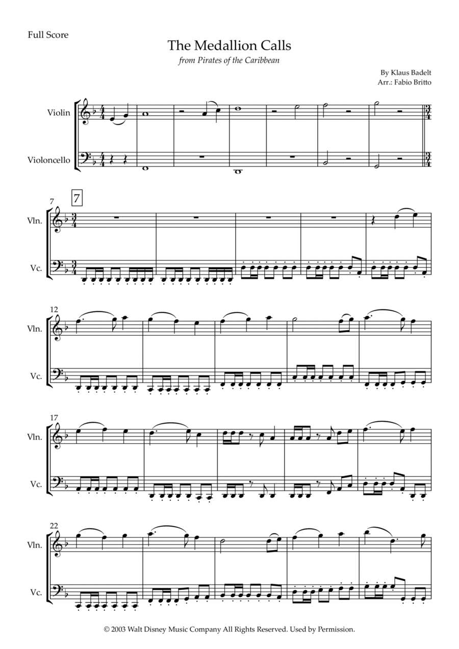The Medallion Calls The Medallion Calls String Duet scores gallery preview page 1
