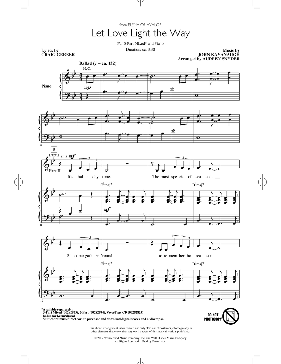 Let Love Light The Way (from Elena Of Avalor) (arr. Audrey Snyder) 3-Part scores gallery preview page 1