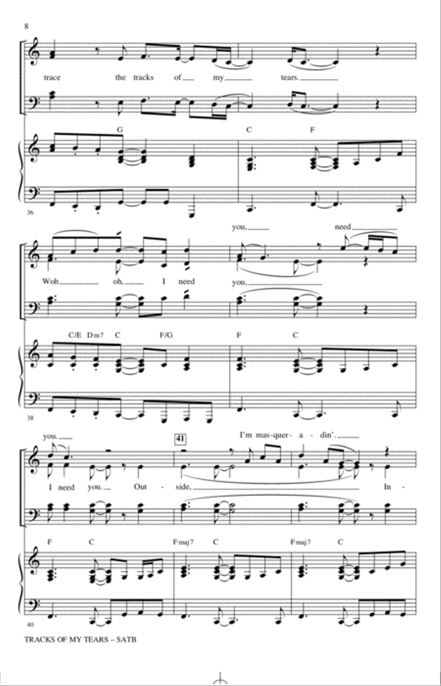 Tracks Of My Tears (arr. Kirby Shaw) 4-Part scores gallery preview page 6
