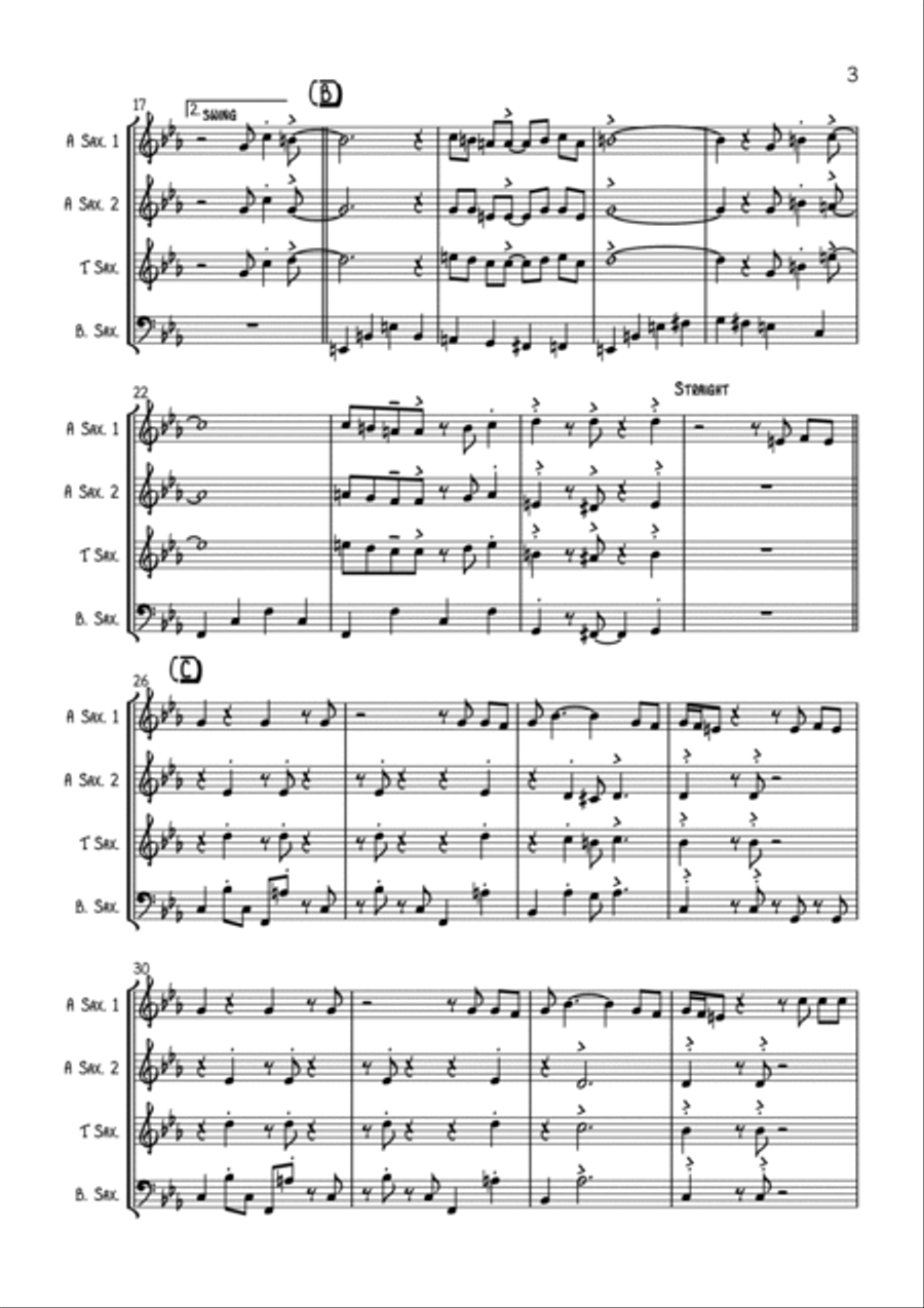 A Hard Day's Night Saxophone Quartet scores gallery preview page 3