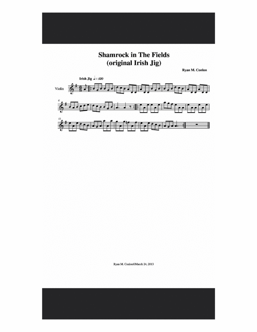 Shamrock in The Fields (original Irish Jig) Violin Solo scores gallery preview page 1