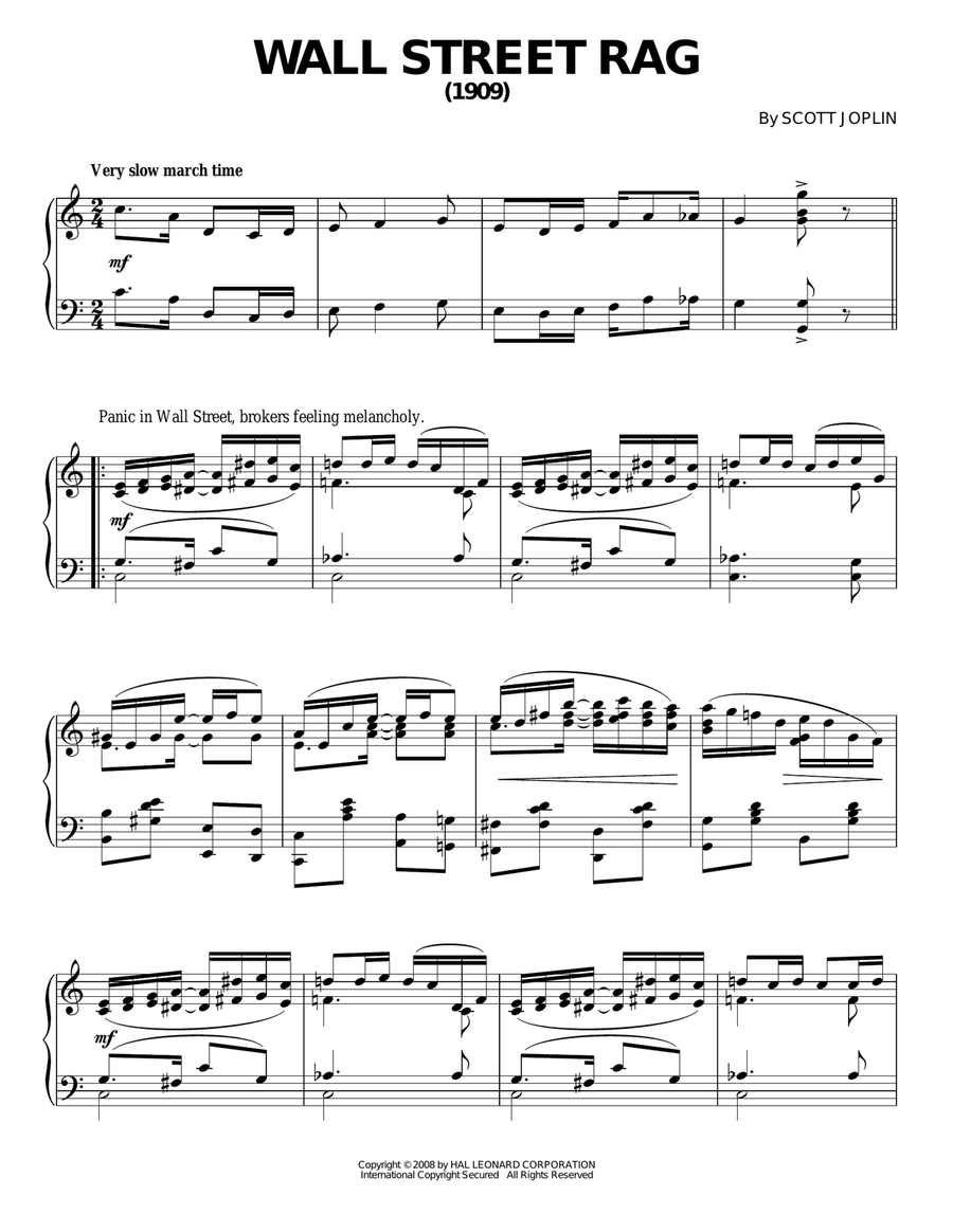 Wall Street Rag (1909) Wall Street Rag (1909) Piano Solo scores gallery preview page 1