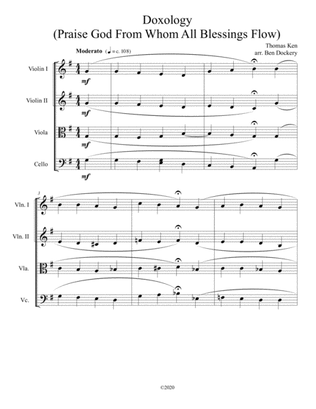 Doxology (Jazz Harmonization) for String Quartet - (Praise God From Whom All Blessings Flow)